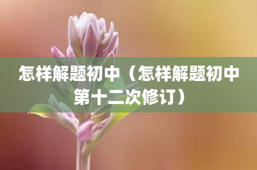 怎样解题初中（怎样解题初中第十二次修订）