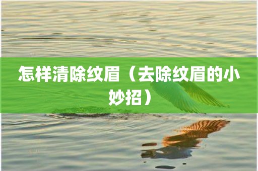怎样清除纹眉（去除纹眉的小妙招）