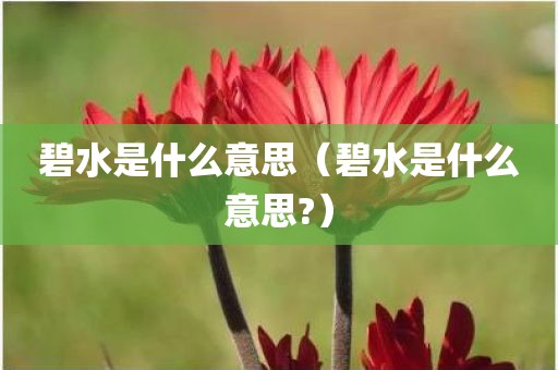 碧水是什么意思（碧水是什么意思?）
