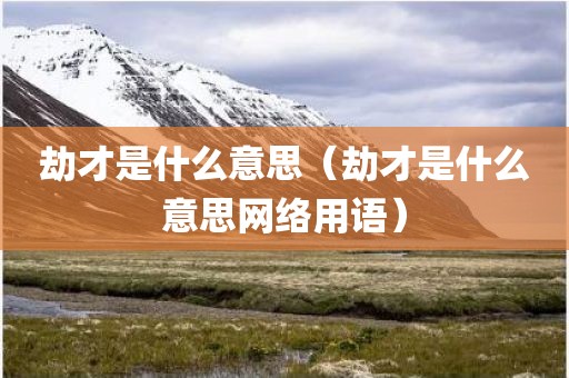 劫才是什么意思（劫才是什么意思网络用语）