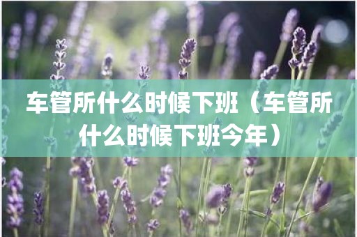 车管所什么时候下班（车管所什么时候下班今年）