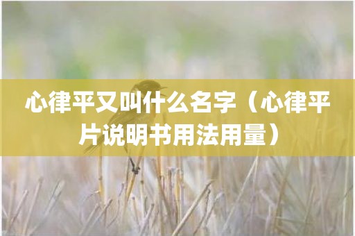 心律平又叫什么名字(心律平片说明书用法用量)