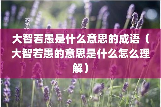 大智若愚是什么意思的成语（大智若愚的意思是什么怎么理解）