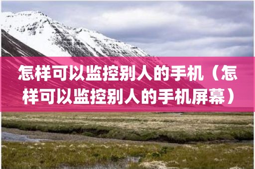 怎样可以监控别人的手机（怎样可以监控别人的手机屏幕）
