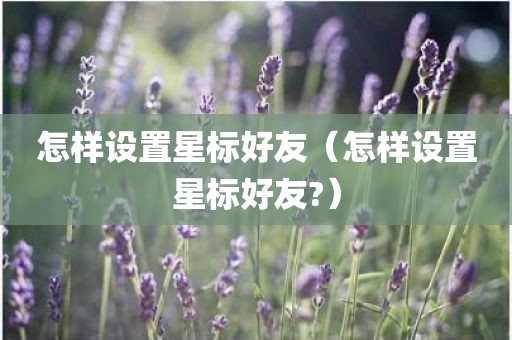 怎样设置星标好友（怎样设置星标好友?）