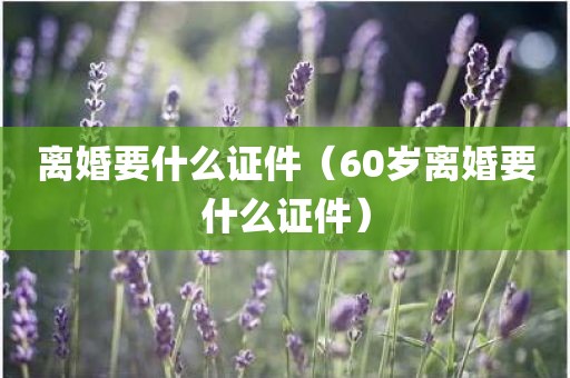 离婚要什么证件（60岁离婚要什么证件）