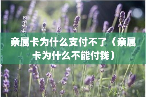 亲属卡为什么支付不了（亲属卡为什么不能付钱）