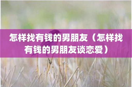 怎样找有钱的男朋友（怎样找有钱的男朋友谈恋爱）