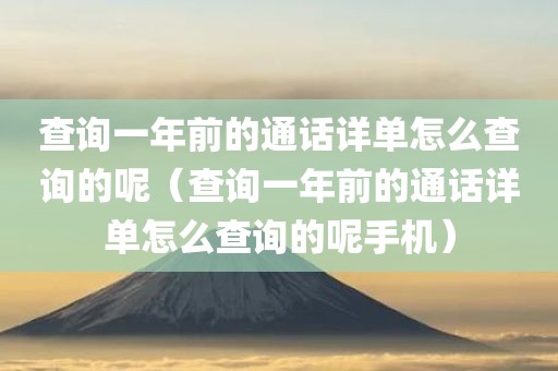 查询一年前的通话详单怎么查询的呢（查询一年前的通话详单怎么查询的呢手机）