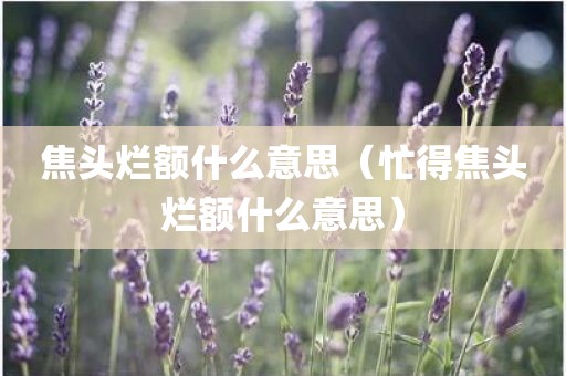 焦头烂额什么意思（忙得焦头烂额什么意思）
