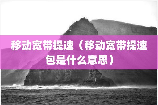 移动宽带提速（移动宽带提速包是什么意思）