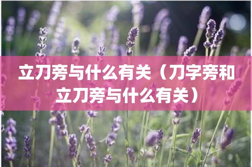 立刀旁与什么有关（刀字旁和立刀旁与什么有关）
