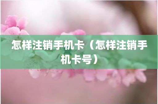 怎样注销手机卡（怎样注销手机卡号）