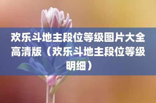 欢乐斗地主段位等级图片大全高清版（欢乐斗地主段位等级明细）