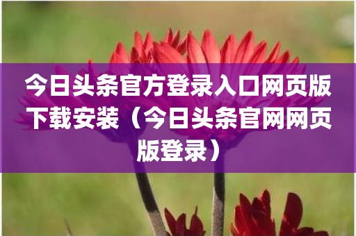 今日头条官方登录入口网页版下载安装（今日头条官网网页版登录）