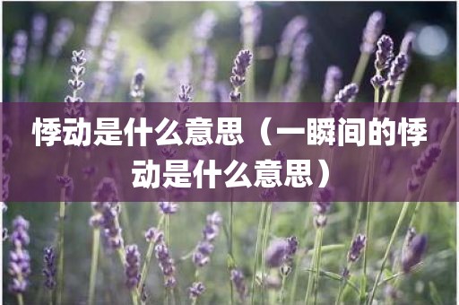 悸动是什么意思(一瞬间的悸动是什么意思)