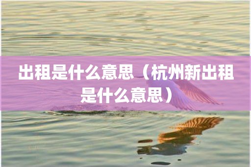 出租是什么意思（杭州新出租是什么意思）