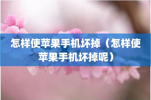 怎样使苹果手机坏掉（怎样使苹果手机坏掉呢）