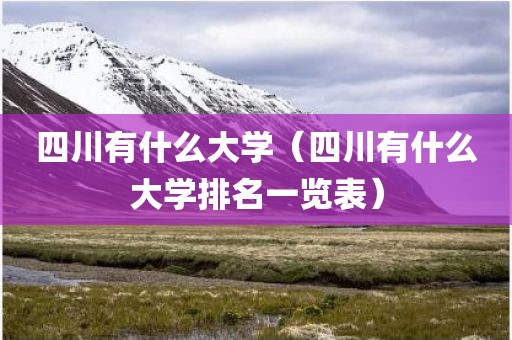 四川有什么大学（四川有什么大学排名一览表）