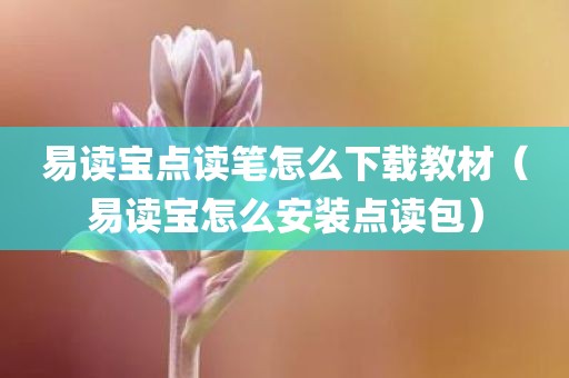 易读宝点读笔怎么下载教材（易读宝怎么安装点读包）