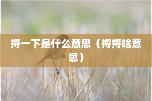 捋一下是什么意思（捋捋啥意思）