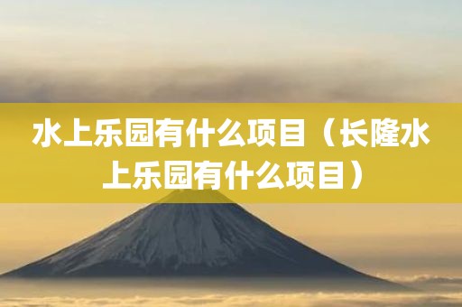 水上乐园有什么项目（长隆水上乐园有什么项目）