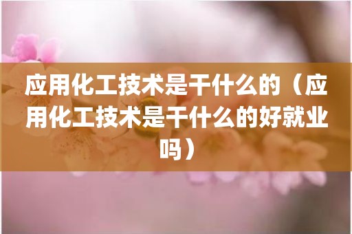 应用化工技术是干什么的（应用化工技术是干什么的好就业吗）