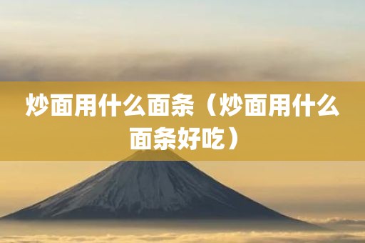 炒面用什么面条（炒面用什么面条好吃）