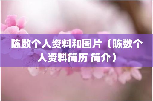 陈数个人资料和图片（陈数个人资料简历 简介）