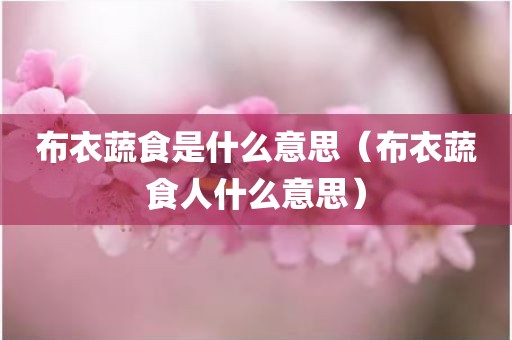 布衣蔬食是什么意思（布衣蔬食人什么意思）