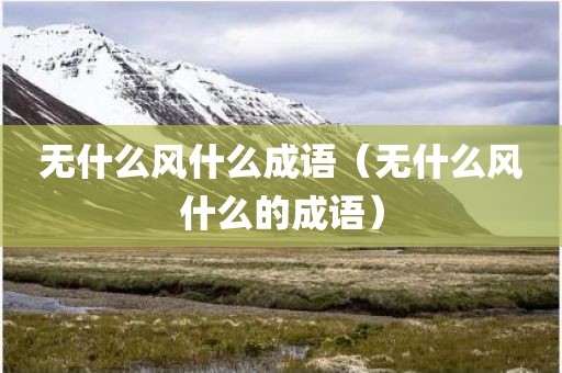 无什么风什么成语(无什么风什么的成语)