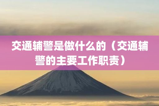 交通辅警是做什么的（交通辅警的主要工作职责）
