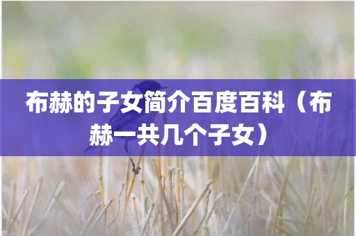 布赫的子女简介百度百科（布赫一共几个子女）