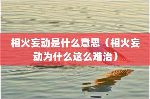 相火妄动是什么意思（相火妄动为什么这么难治）
