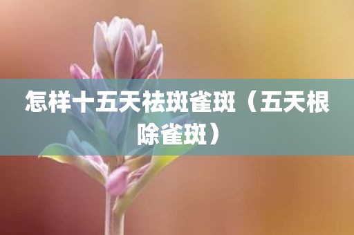 怎样十五天祛斑雀斑（五天根除雀斑）