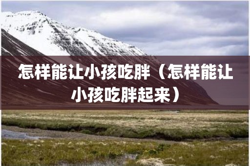 怎样能让小孩吃胖（怎样能让小孩吃胖起来）