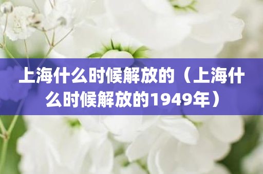 上海什么时候解放的（上海什么时候解放的1949年）