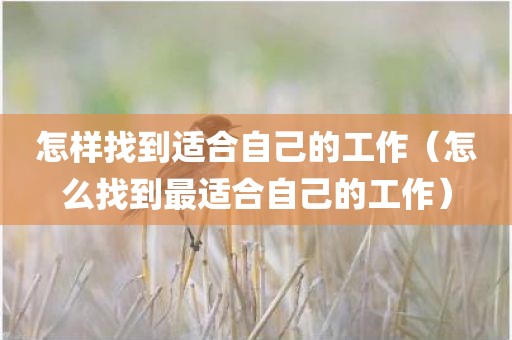 怎样找到适合自己的工作（怎么找到最适合自己的工作）