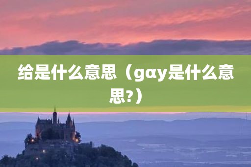 给是什么意思（gαy是什么意思?）