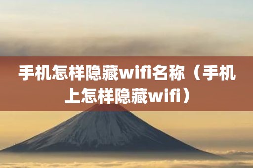 手机怎样隐藏wifi名称（手机上怎样隐藏wifi）