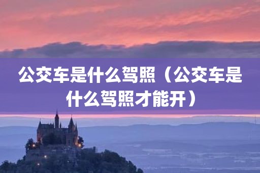 公交车是什么驾照（公交车是什么驾照才能开）