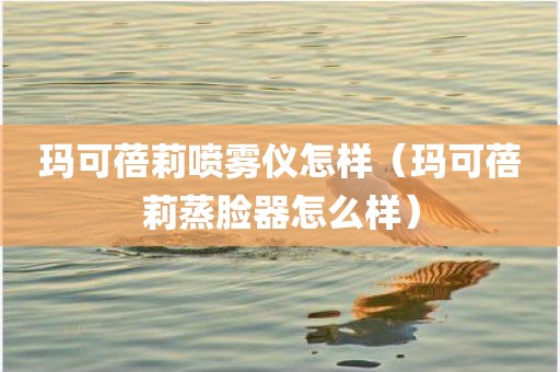 玛可蓓莉喷雾仪怎样（玛可蓓莉蒸脸器怎么样）