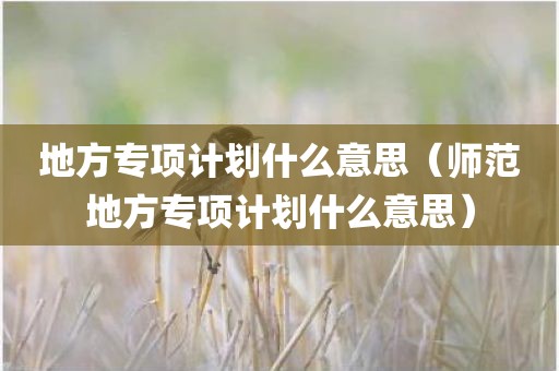 地方专项计划什么意思（师范地方专项计划什么意思）
