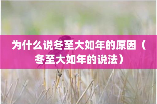 为什么说冬至大如年的原因（冬至大如年的说法）