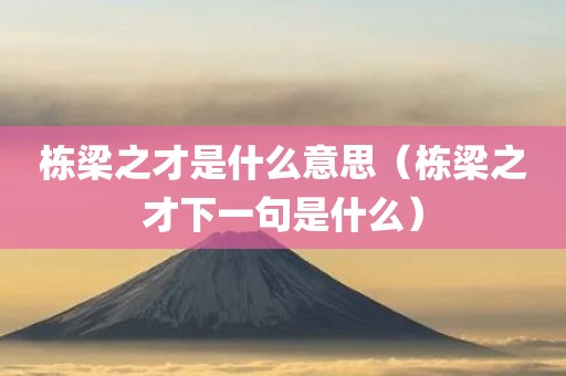栋梁之才是什么意思（栋梁之才下一句是什么）