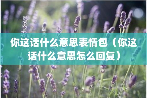 你这话什么意思表情包（你这话什么意思怎么回复）