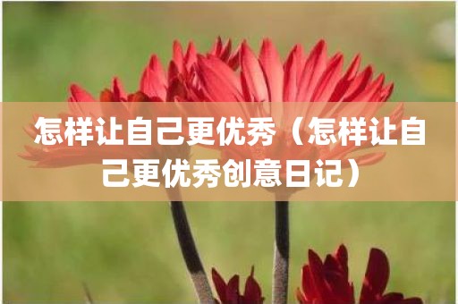 怎样让自己更优秀（怎样让自己更优秀创意日记）