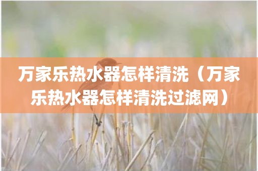 万家乐热水器怎样清洗（万家乐热水器怎样清洗过滤网）