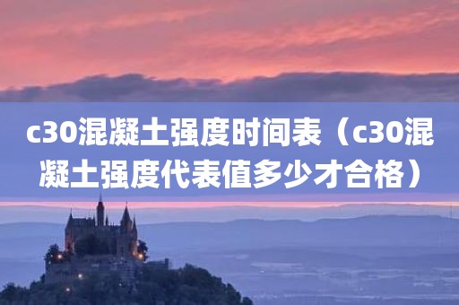 c30混凝土强度时间表（c30混凝土强度代表值多少才合格）