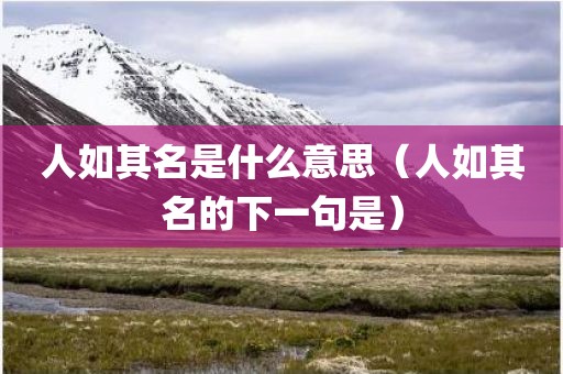 人如其名是什么意思（人如其名的下一句是）